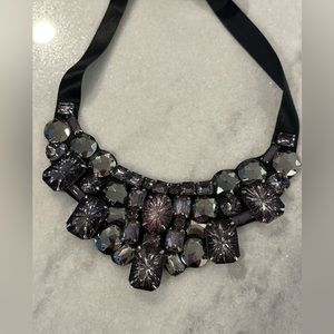 New BCBGMAXAZRIA jeweled and ribbon necklace with felt backing.